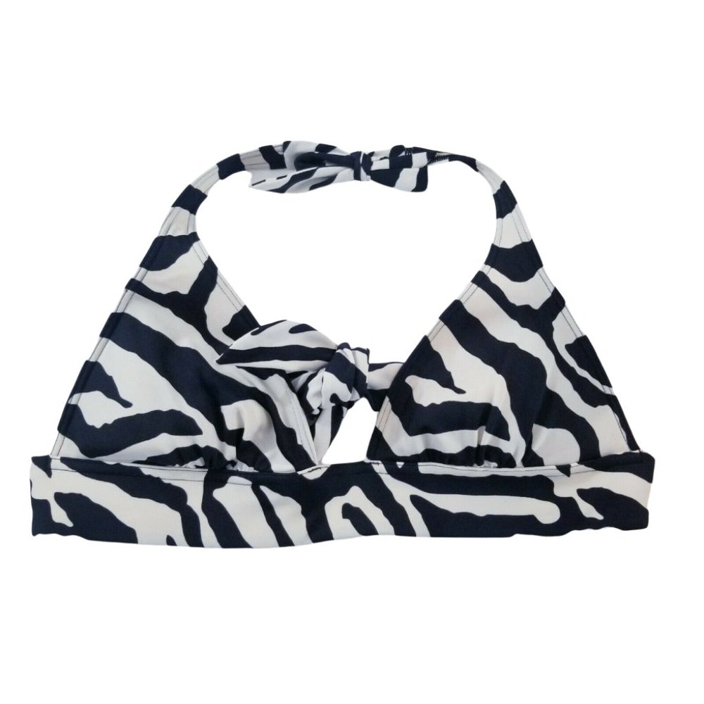 Victoria Secrets Bikini Top Women Size Small Black White Zebra Print Halter